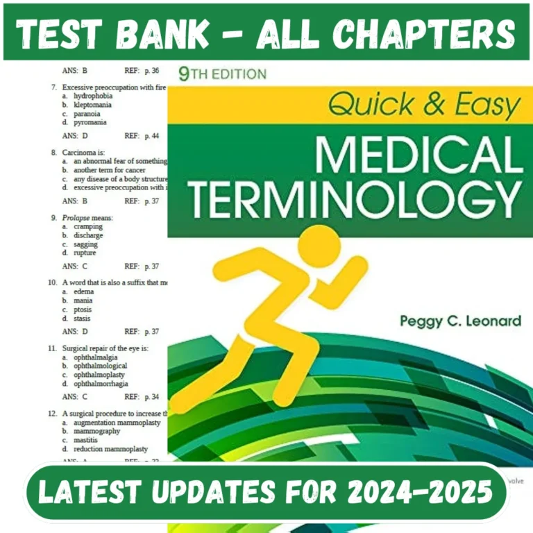 Test Bank Quick & Easy Medical Terminology 9th Edition Leonard | All Chapters Included