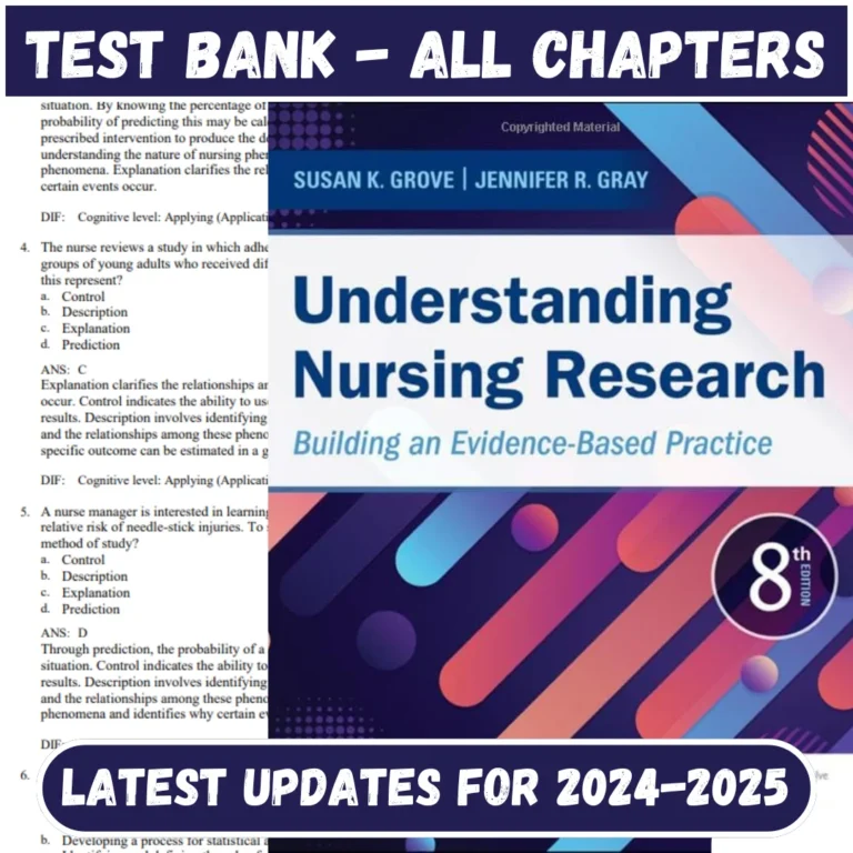 Test Bank Understanding Nursing Research - 8th Edition By Susan K Grove & Jennifer R Gray | All Chapters Included