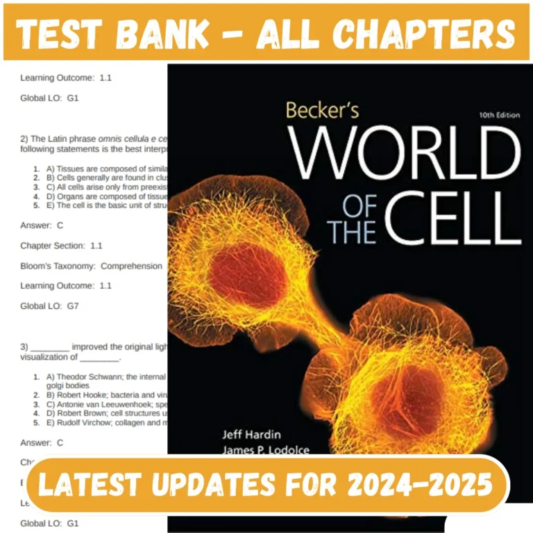 Test Bank Becker's World of the Cell 10th Edition, Kindle Edition by Jeff Hardin All Chapte