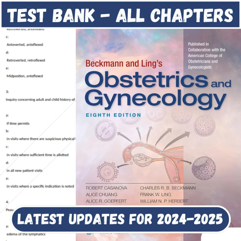 Test Bank Beckmann and Ling's Obstetrics and Gynecology 8th Edition by Dr. Robert