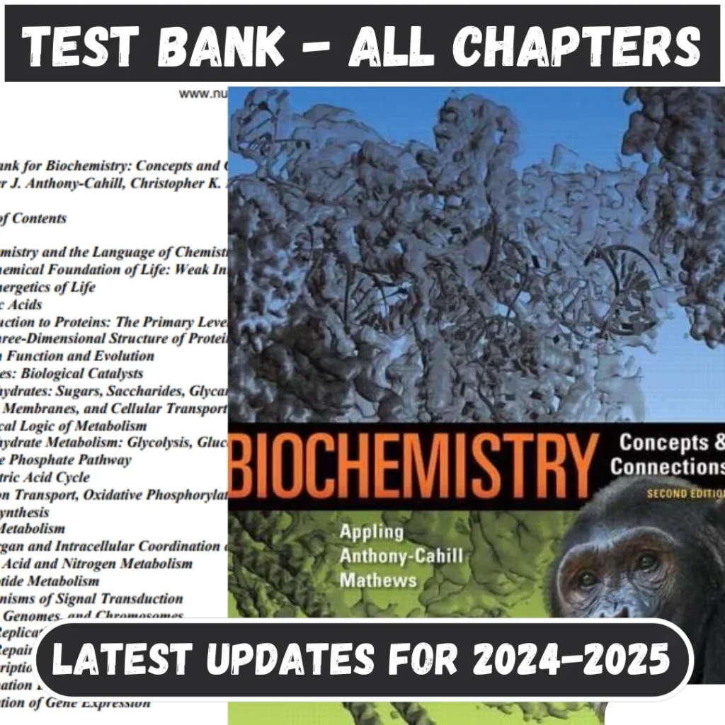 Test Bank Biochemistry Concepts and Connections 2nd Edition by Dean Appling All Chapters Include