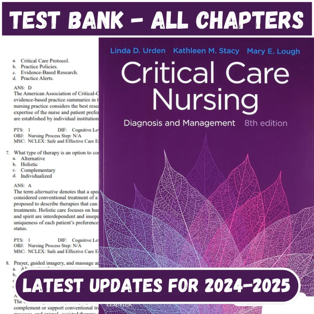 Test Bank Critical Care Nursing Diagnosis and Management, 8th edition by Linda D. Urd