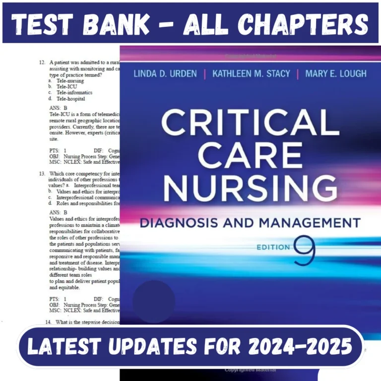 Test Bank Critical Care Nursing-Diagnosis and Management, 9th