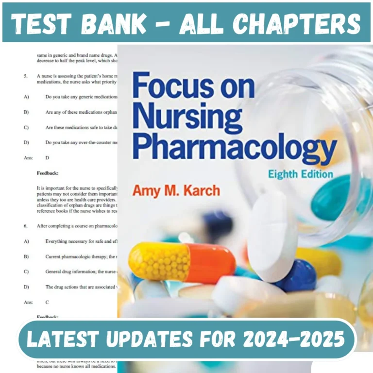 Test Bank Focus on Nursing Pharmacology 8th Edition Amy Karch