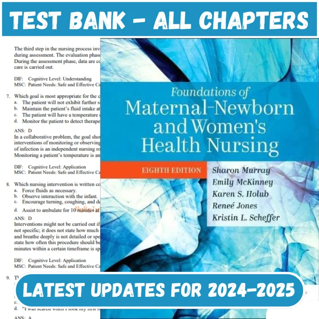 Test Bank Foundations Of Maternal-newborn And Womens Health Nursing 8th Edition Murray | All Chapters Included