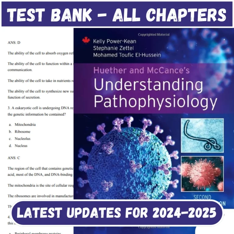 Test Bank Huether and McCances Understanding Pathophysiology 2nd CANADIAN Edition | All Chapters Included