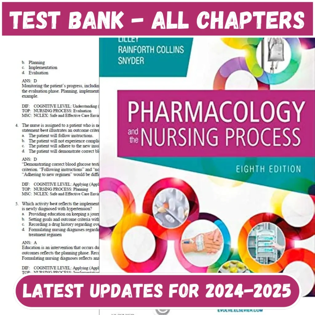 Test Bank Pharmacology and the Nursing Process 8th Edition Linda Lane Lilley