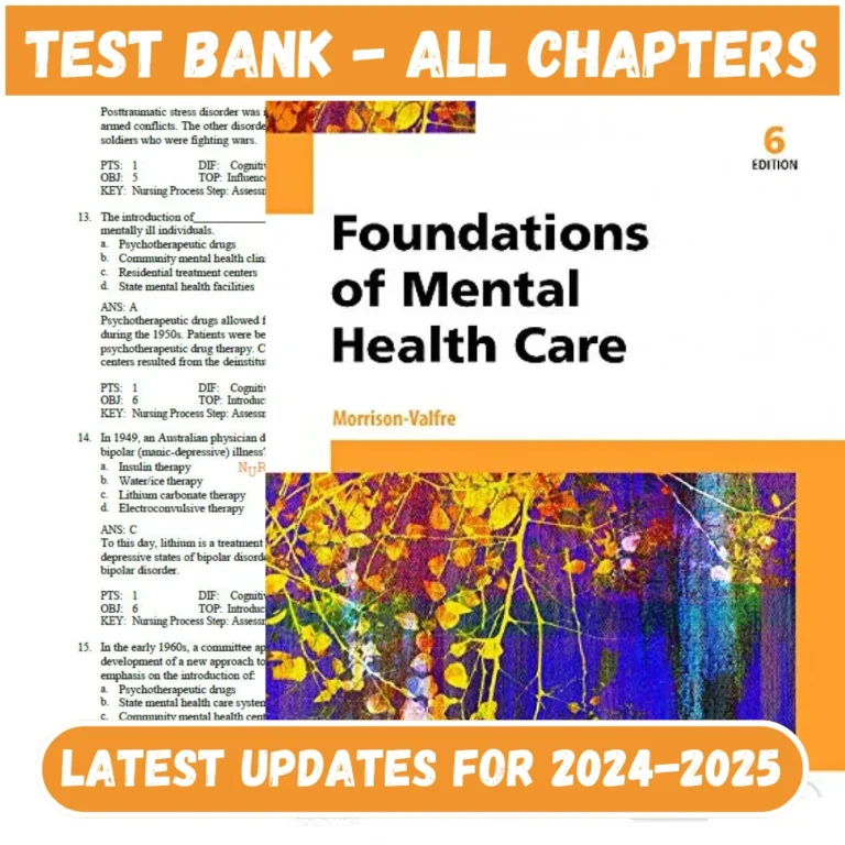 Test Bank Foundations of Mental Health Care 6th Edition by Michelle Morrison-Valfre | All Chapters Included