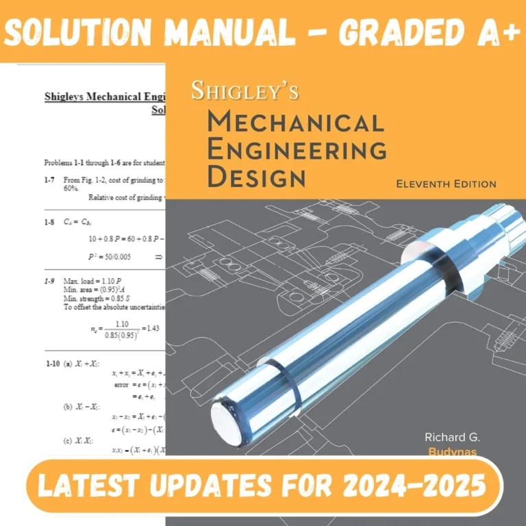 Solution Manual for Shigley’s Mechanical Engineering Design 11th Edition Budynas, 2019 | All Chapters Included