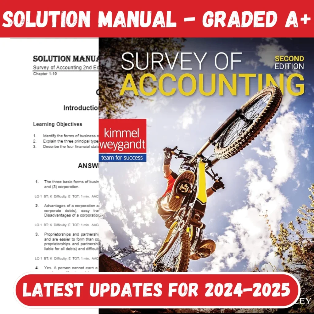 Solution Manual for Survey of Accounting 2nd Edition Kimmel, 2019, All Chapters | All Chapters Included