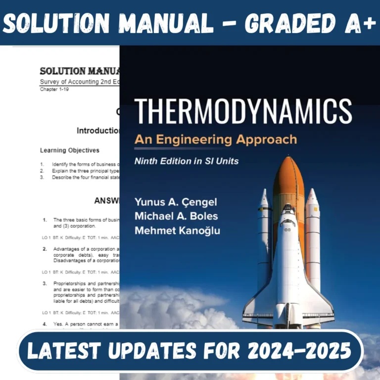 Solution Manual for Thermodynamics An Engineering Approach 10th Edition Cengel, 2024 | All Chapters Included