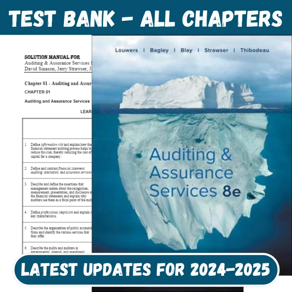 Test Bank Auditing & Assurance Services 8th Edition Louwers 2020