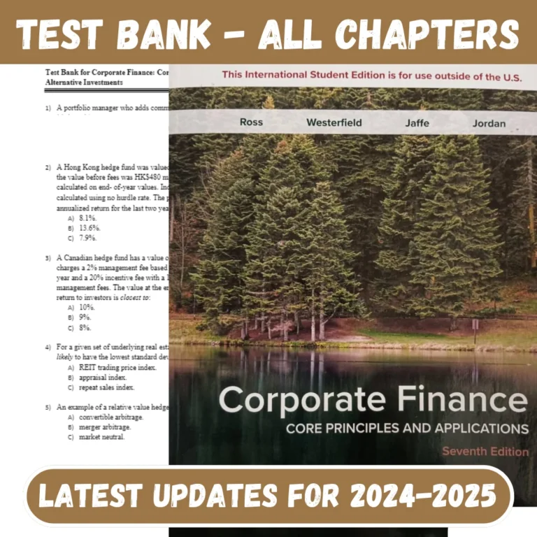 Test Bank Corporate Finance Core Principles and Applications 7th Edition Ross 2023