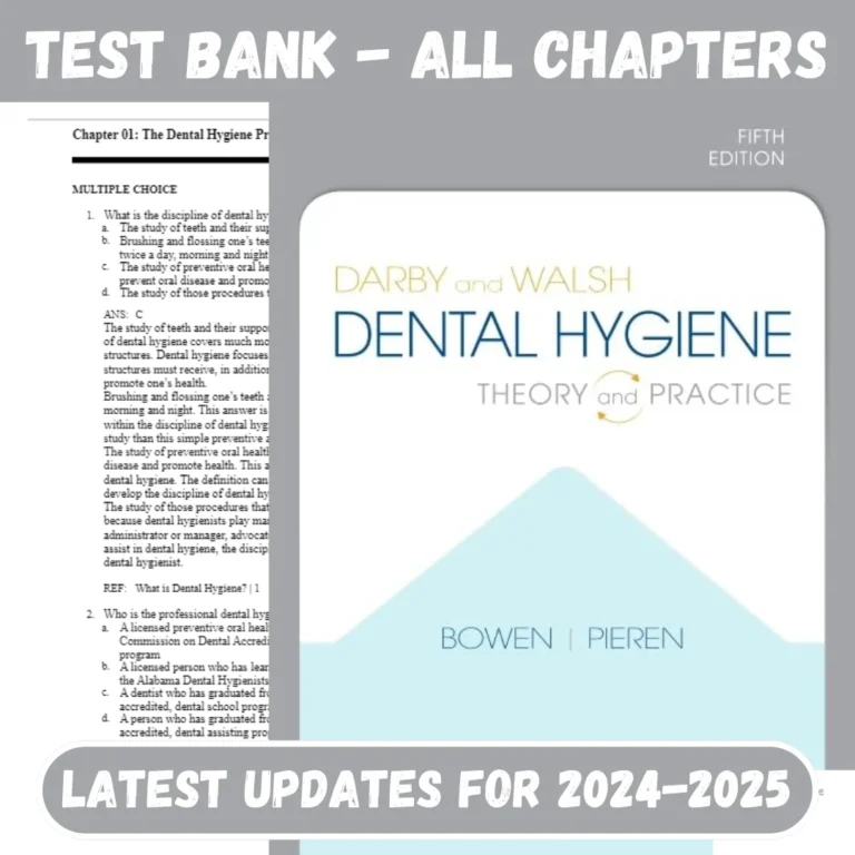 Test Bank Darby and Walsh Dental Hygiene 5th Edition Jennifer A Pieren