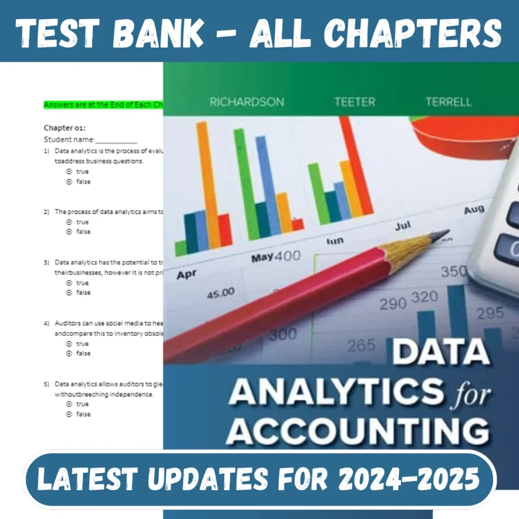 Test Bank Data Analytics for Accounting 3rd Edition Richardson