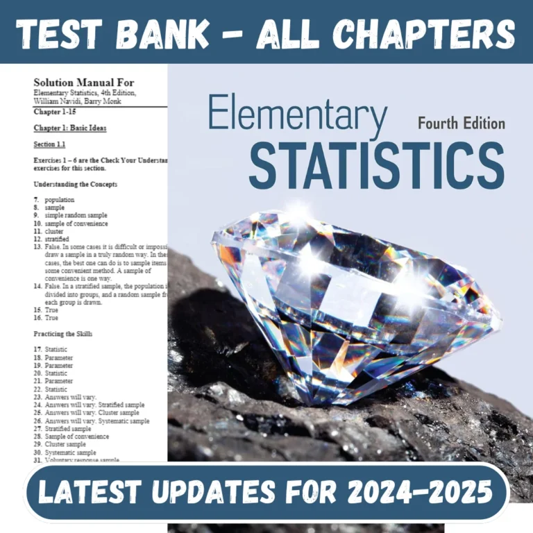 Test Bank Elementary Statistics 4th Edition Navidi