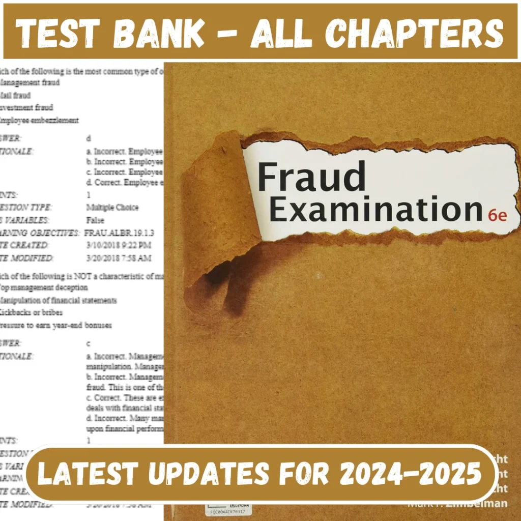 Test Bank Fraud Examination 6th Edition Albrecht