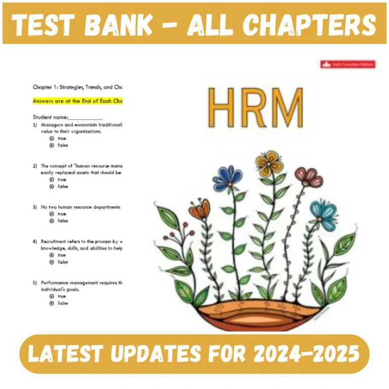 Test Bank Human Resource Management 6th CA Edition by Steen