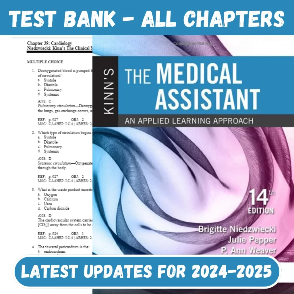 Test Bank Kinn’s The Medical Assistant An Applied Learning Approach 14th Edition Niedzwiecki