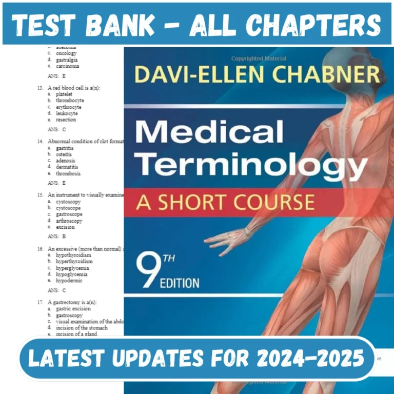 Test Bank Medical Terminology A Short Course 9th Edition by Davi Ellen Chabner All Chapters Includ