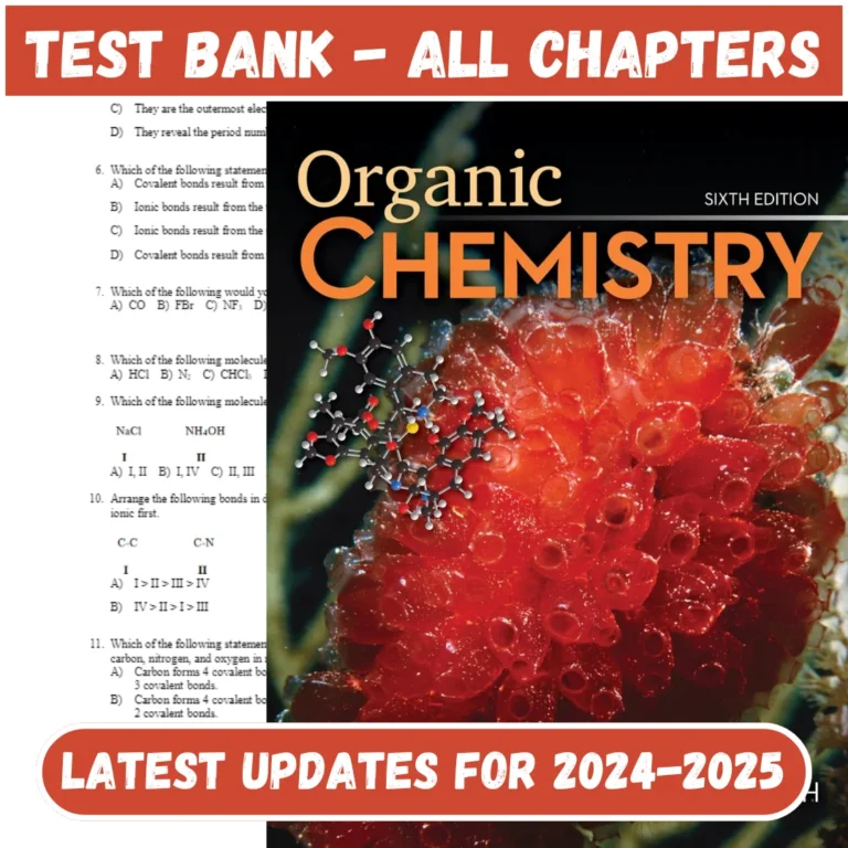 Test Bank Organic Chemistry 6th Edition Smith All Chapters Included