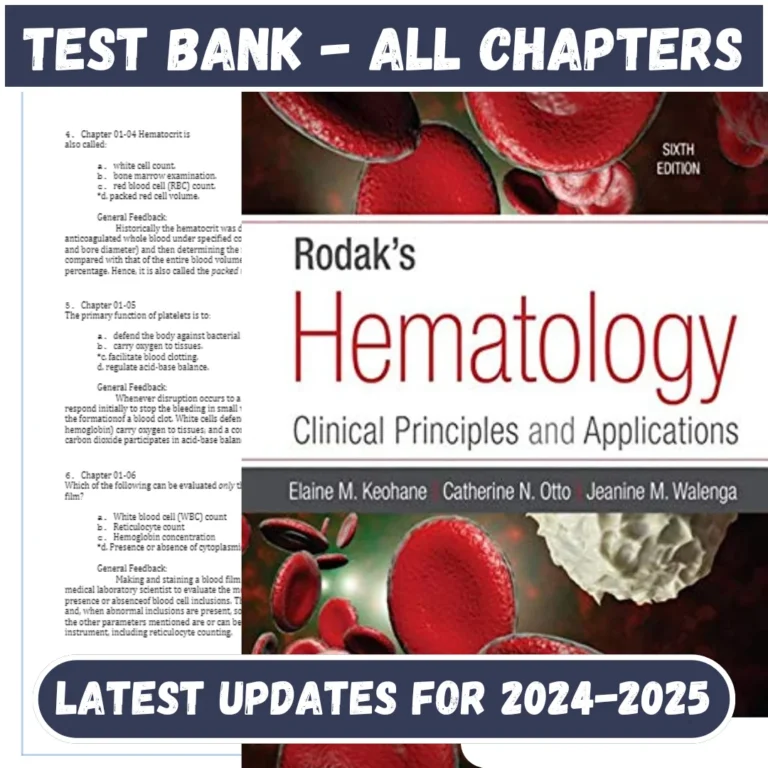 Test Bank Rodak s Hematology 6th Edition by Walenga All Chapters Included