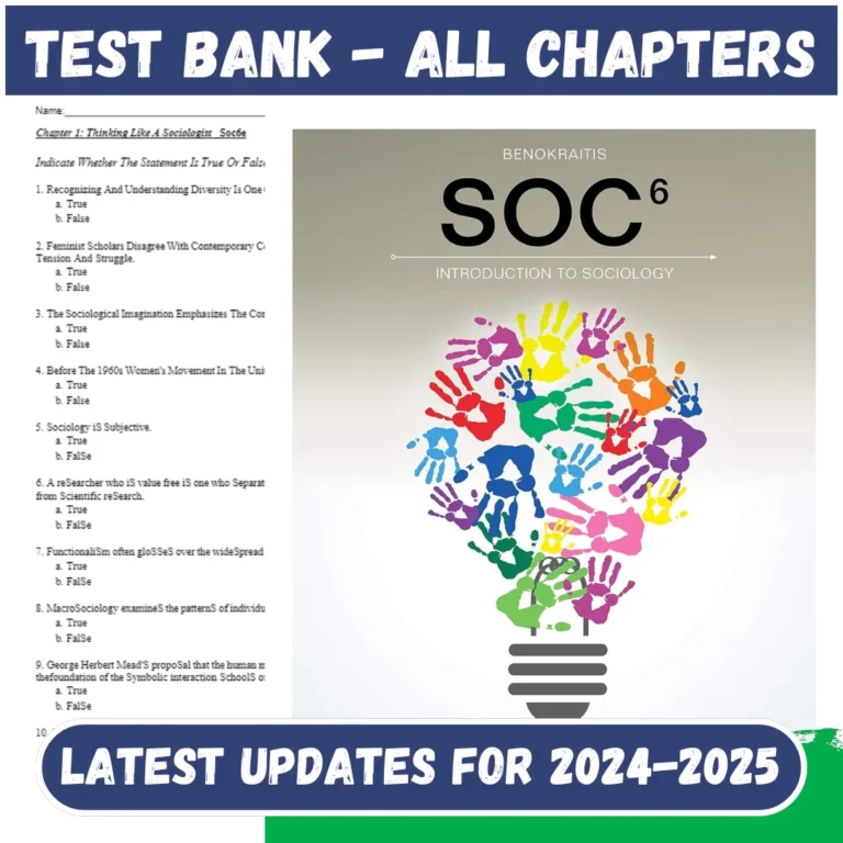 Test Bank SOC 6th Edition by Benokraitis All Chapters Included