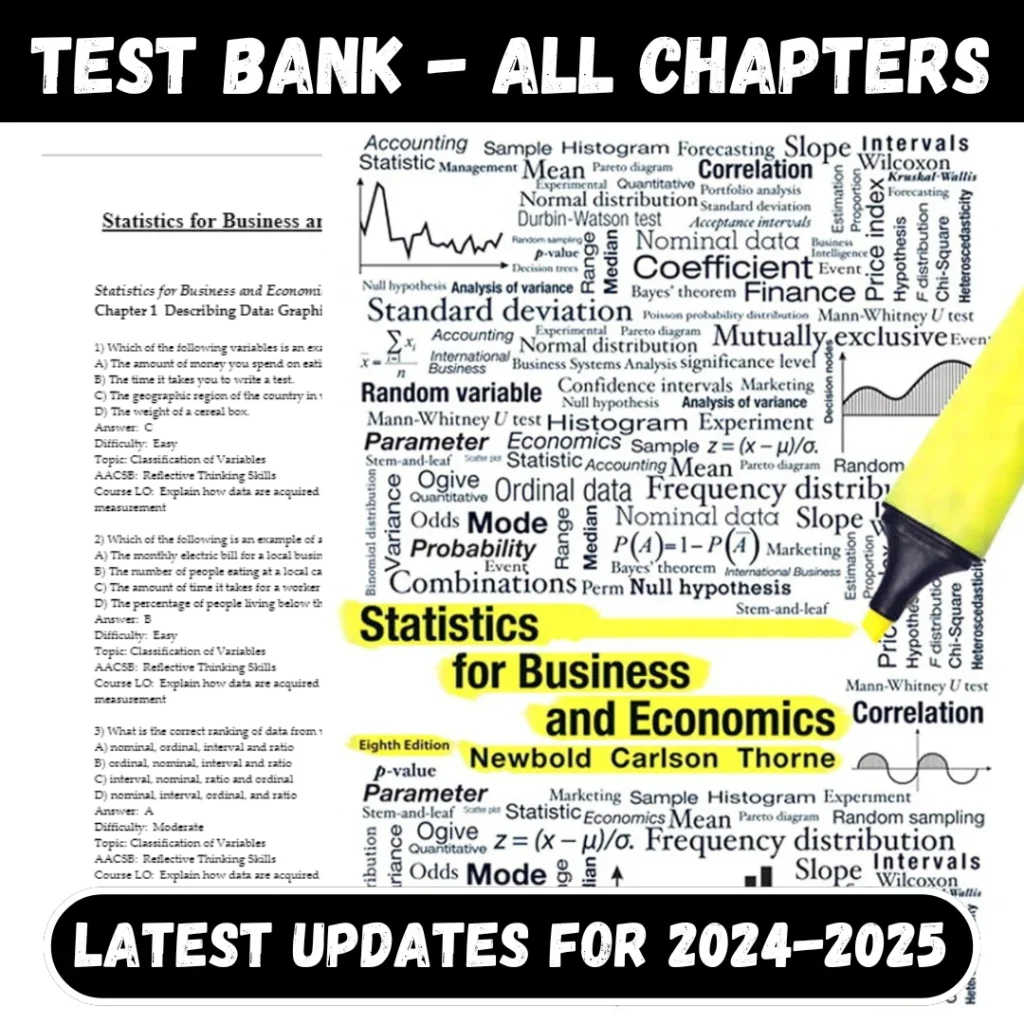 Test Bank Statistics for Business and Economics 8th Edition Carlson