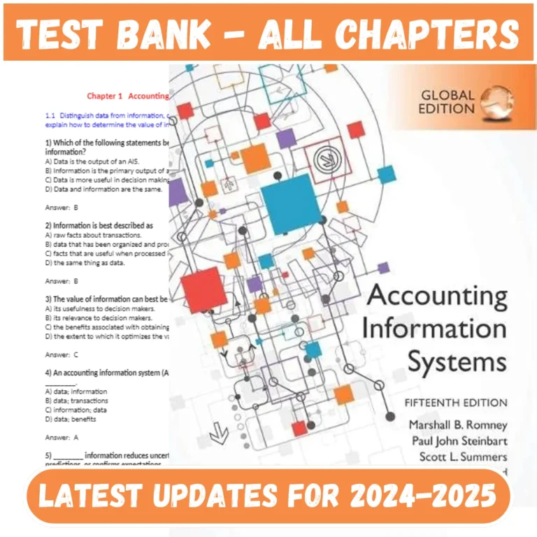 Test Bank for Accounting Information Systems 15th Edition