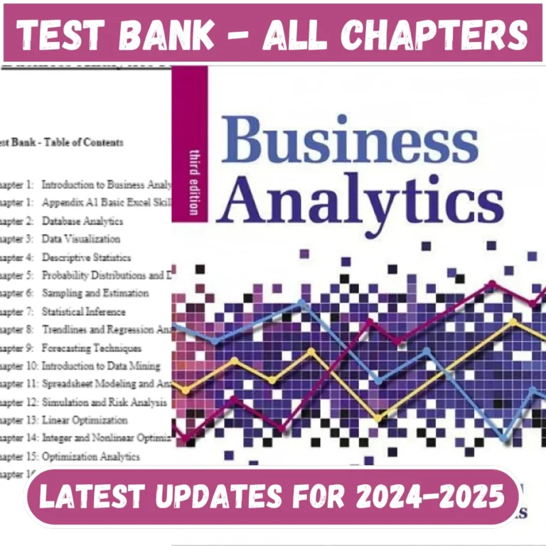 Test Bank for Business Analytics 3rd Edition All Chapters Included