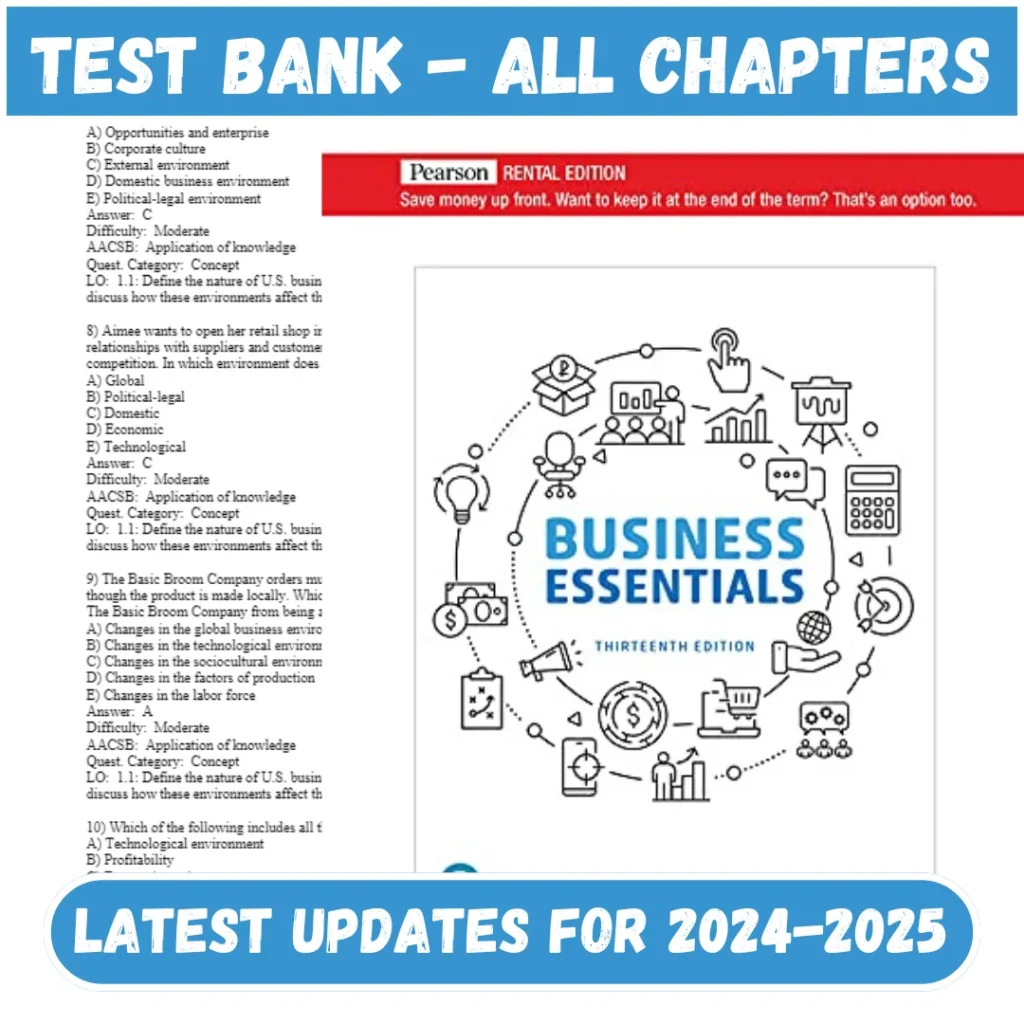 Test Bank for Business Essentials 13th Edition by Ebert All Chapters Included