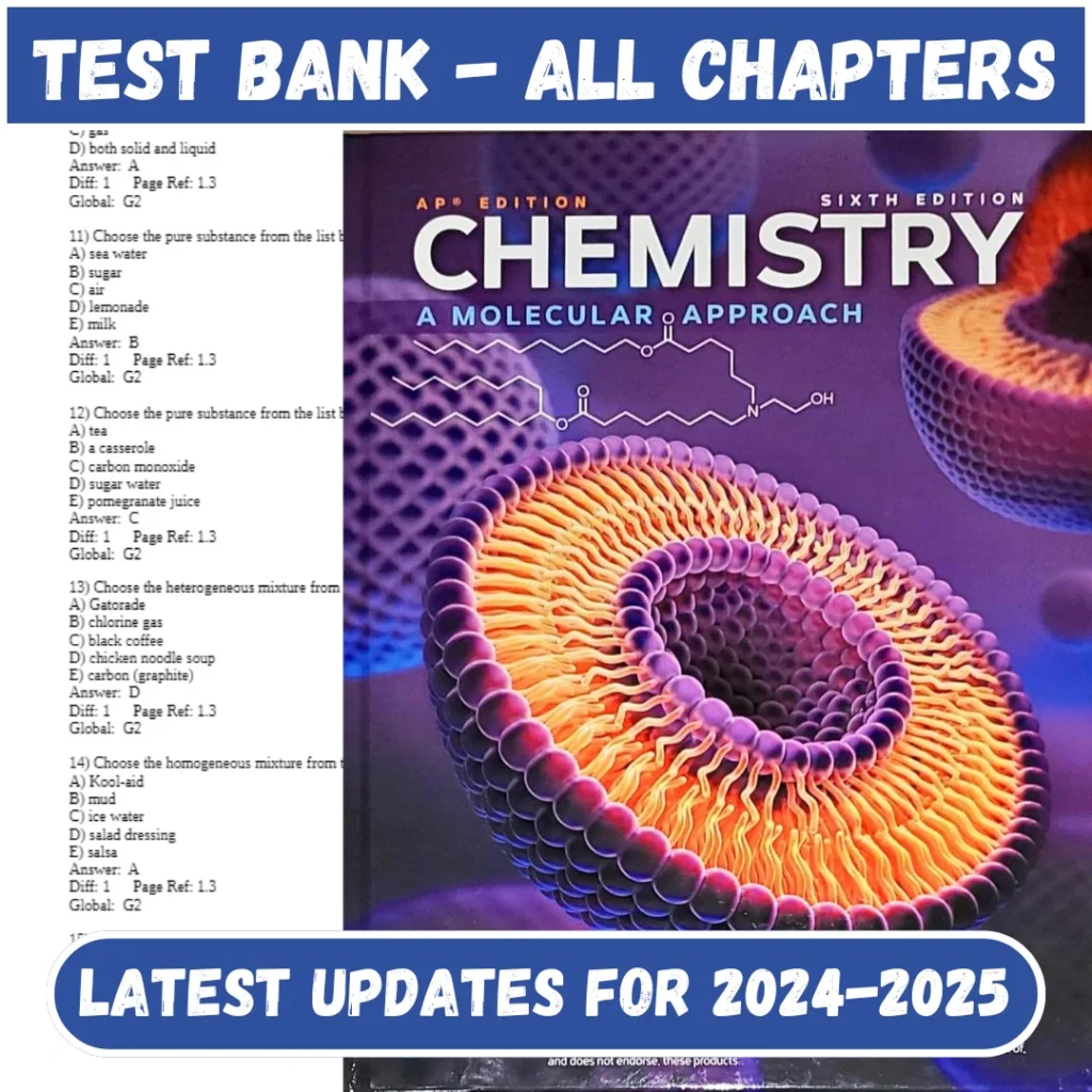 Test Bank for Chemistry A Molecular Approach 6th Edition by Tro All Chapters Included