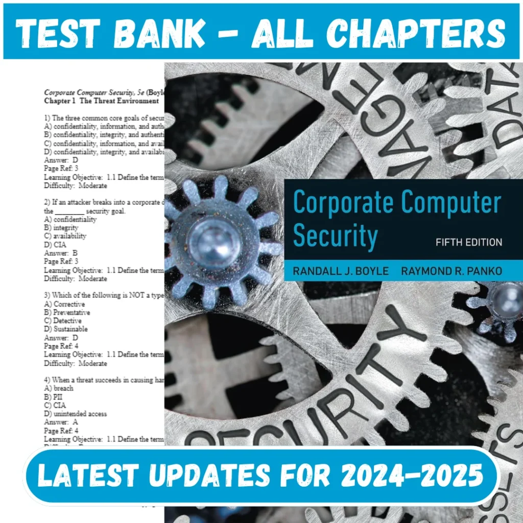 Test Bank for Corporate Computer Security 5th Edition by Boyle