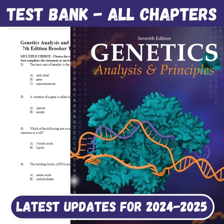 Test Bank for Genetics Analysis and Principles 7th Edition Brooker