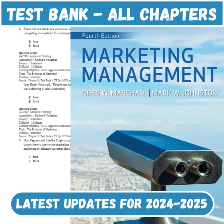 Test Bank for Marketing Management 4th Edition by Marshall