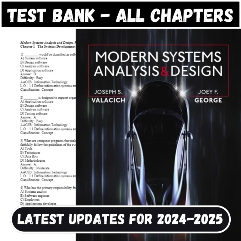 Test Bank for Modern Systems Analysis and Design 9th Edition by Valacich