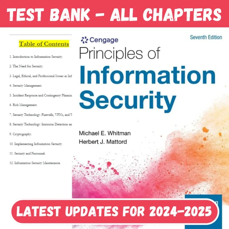 Test Bank for Principles of Information Security 7th Edition Whitman