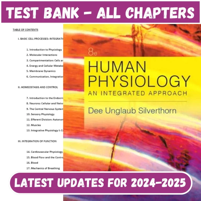 Test bank for Human Physiology An Integrated Approach 8th Edition Silverthorn