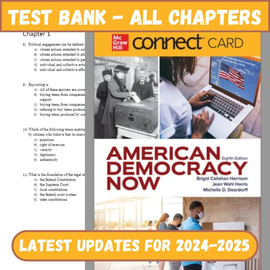 test bank for American Democracy Now 8th Edition by Harrison