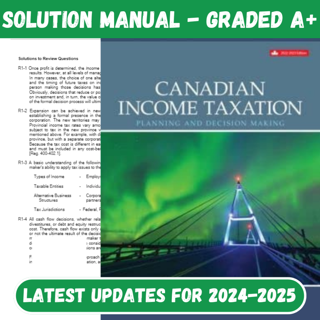 Solution Manual for Canadian Income Taxation 2022 2023 25th Edition by William Buckwold