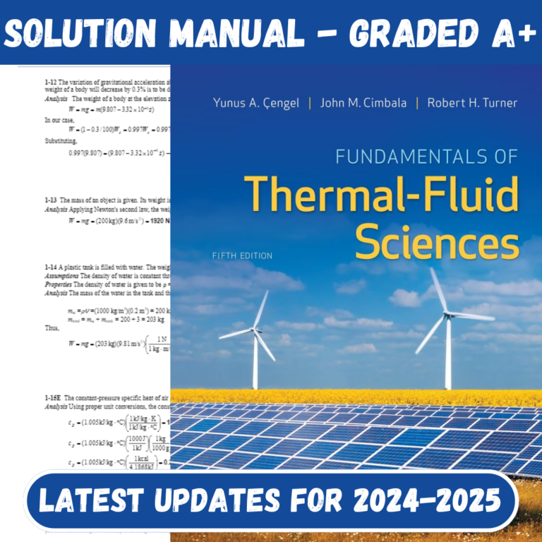 Solution Manual for Fundamentals of Thermal-Fluid Sciences 5th Edition by Cengel