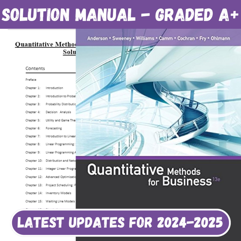 Solution Manual for Quantitative Methods for Business 13th Edition by Anderson