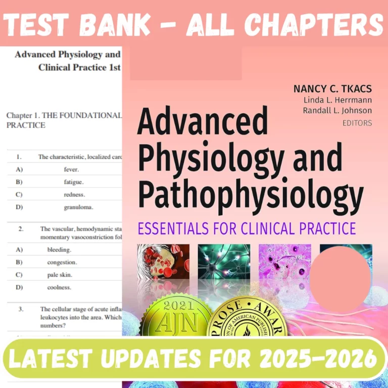 Test Bank Advanced Physiology And Pathophysiology 1st Edition All Chapters Included