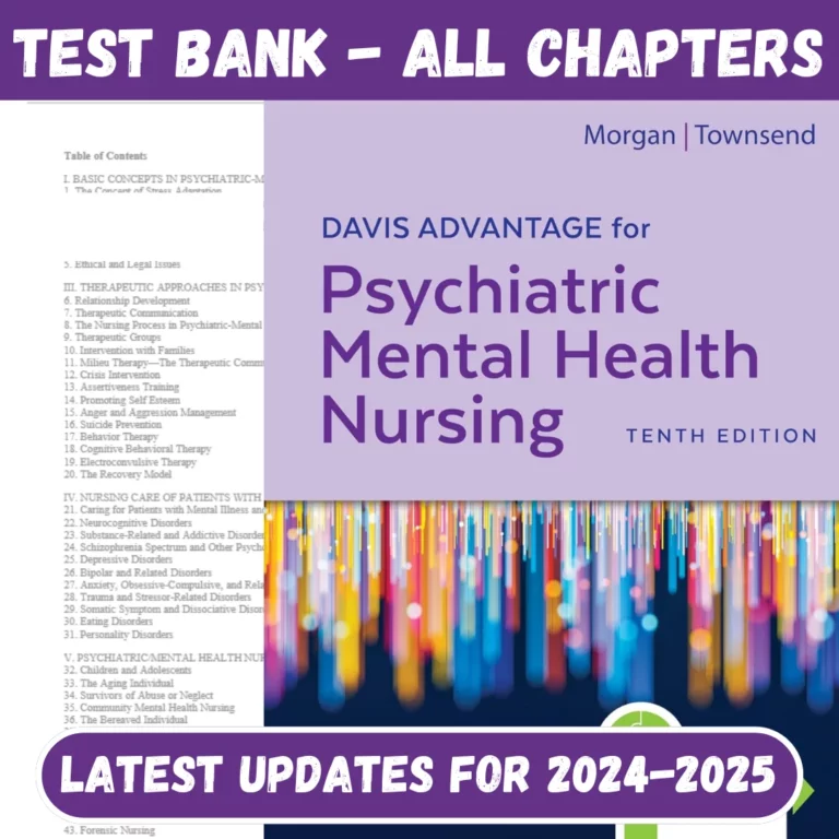 Test Bank Davis Advantage for Psychiatric Mental Health Nursing 10th Edition by Ka