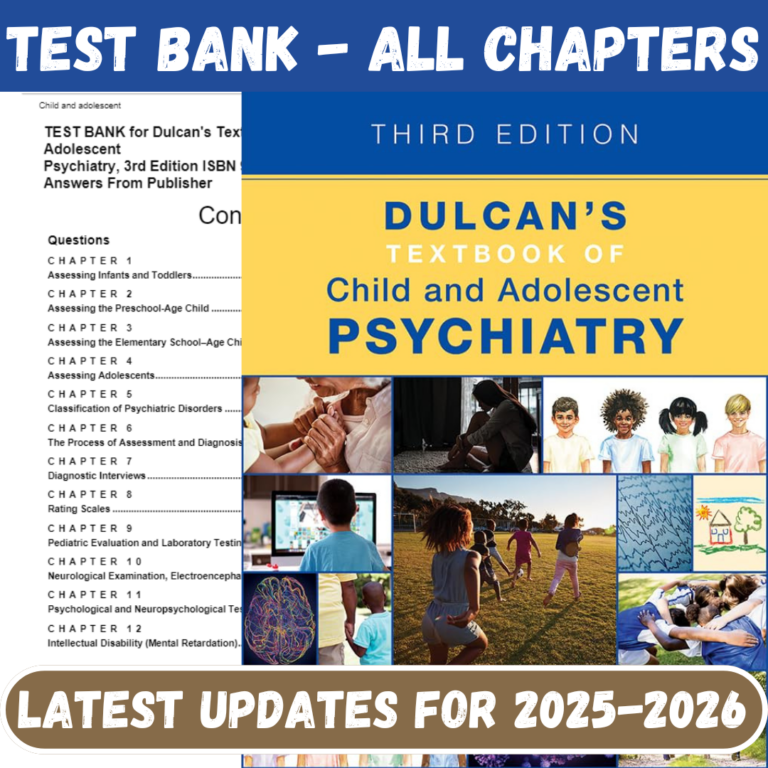 Test Bank Dulcan’s Textbook of Child and Adolescent Psychiatry 3rd Edition