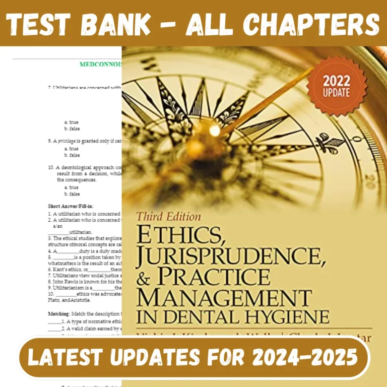 Test Bank Ethics Jurisprudence And Practice Management in Dental Hygien