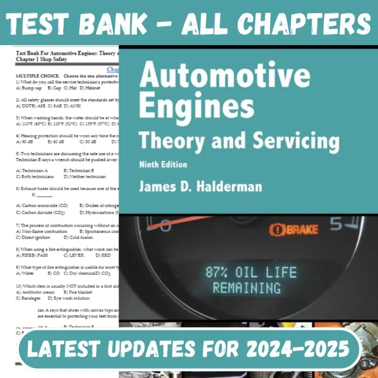 Test Bank For Automotive Engines Theory and Servicing 9th Edition