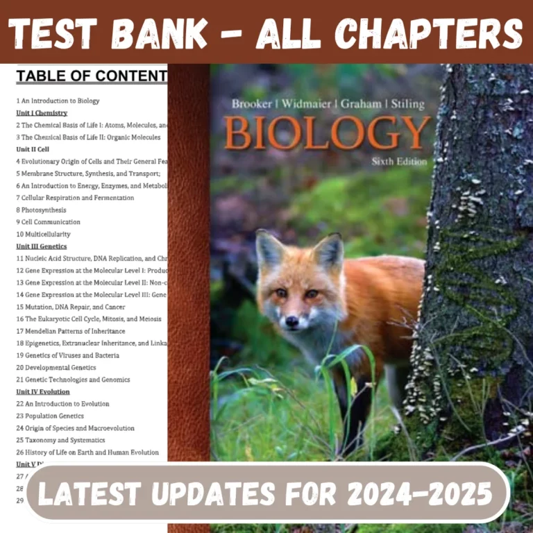 Test Bank For Biology, 6th Edition by (BrookerWidmaierGrahamStiling)