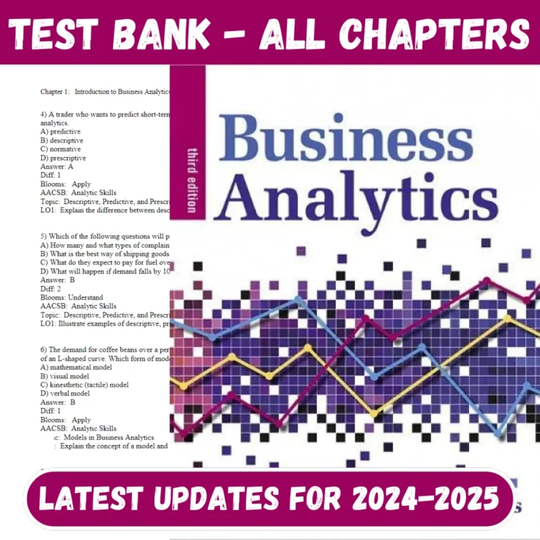 Test Bank For Business Analytics 3rd Edition Evans