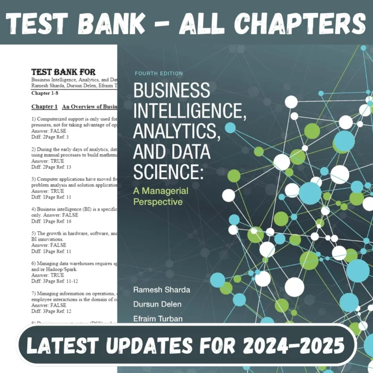 Test Bank For Business Intelligence, Analytics, and Data Science A Managerial Persp